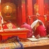 Praying in the temple